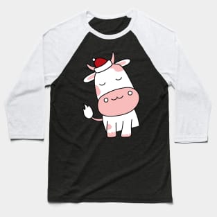 Cow Reindeer Hat Santa Christmas Lights Baseball T-Shirt